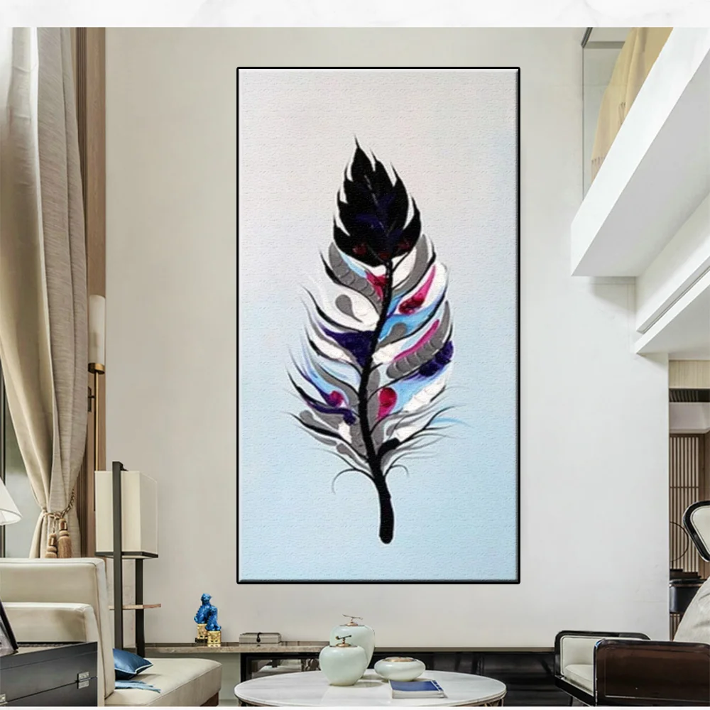 

Abstract Feather DIY Painting By Numbers 30x60 Girl Look At The Sky Acrylic Wall Art Picture By Numbers Home Decor Unique Gift