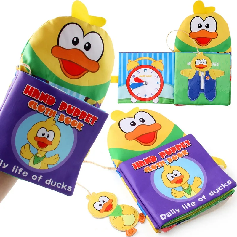 

Baby Story Palm Books Intelligence Development Educational Toy Soft Cloth Not Easy Tear Cartoon Duck Toys Kids Cloth Book Gifts