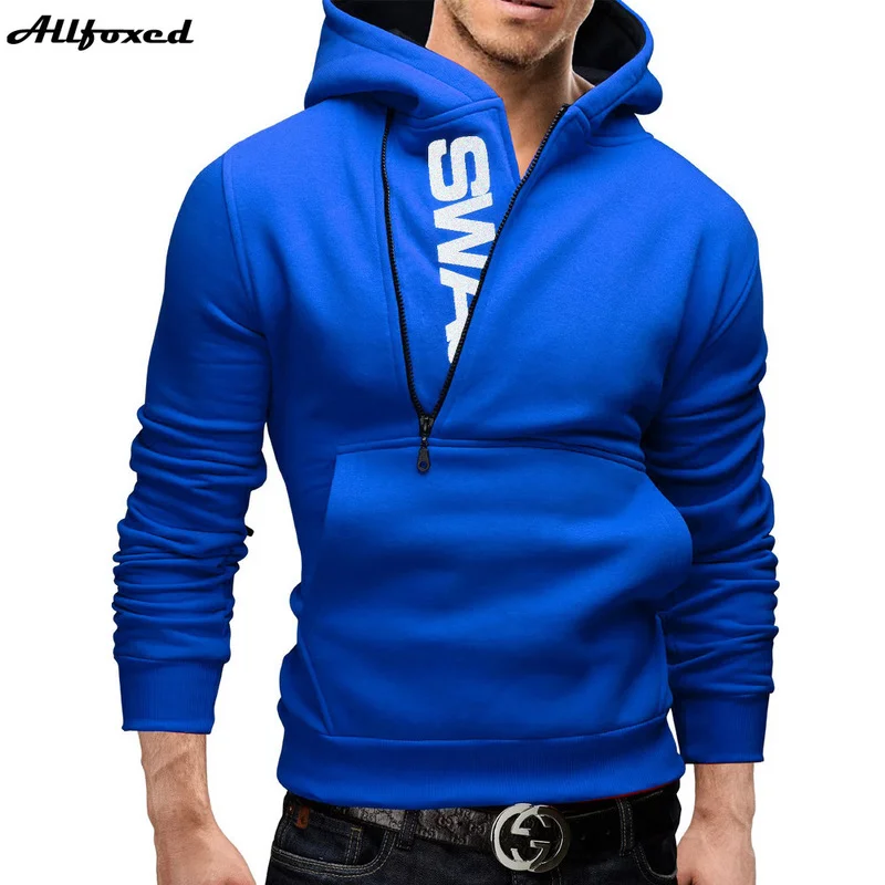

Men's Solid Color Hoodies Men Fashion Tracksuits Hoodie Oblique Zipper Letter Pullover Coat Male Sweatshirt Hoody Men's Clothes