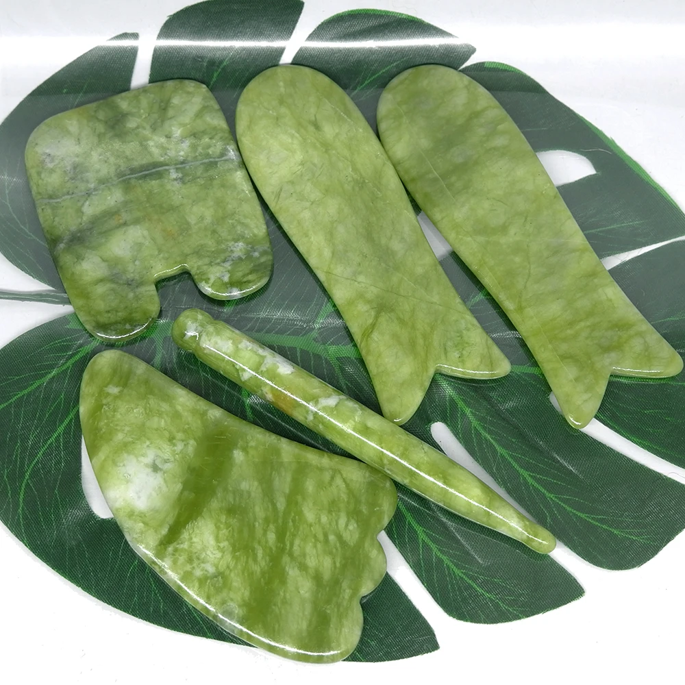 5 шт Gua Sha соскабливающий Массаж Уход за кожей лица нефритовый массаж спины и расслабление лица ноги похудение тонкий скребок для иглоукалывания V line