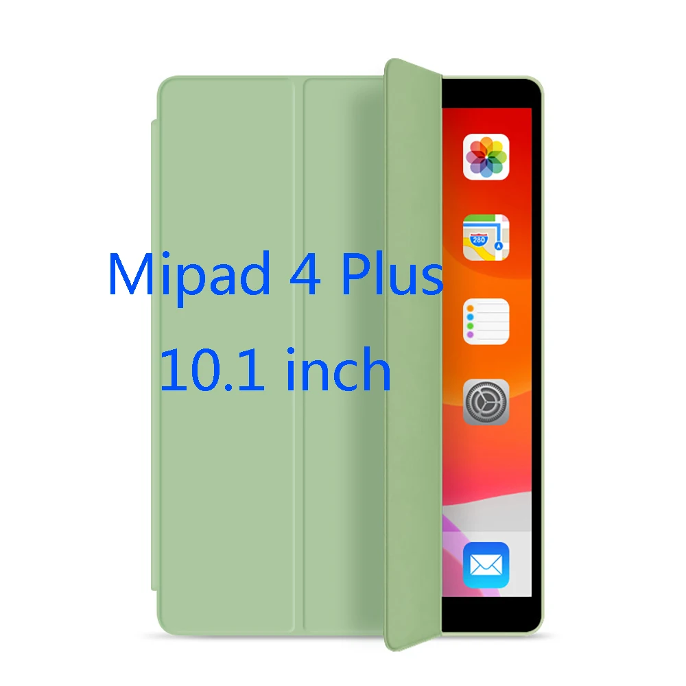M4 Plus Matcha Green Умный чехол для Xiaomi mi pad 4 plus/pad4, силиконовый чехол для планшета из искусственной кожи, чехол-книжка для mi PAD 4, 8 дюймов/10,1 дюймов, защитный чехол - Цвет: M4 Plus Matcha Green