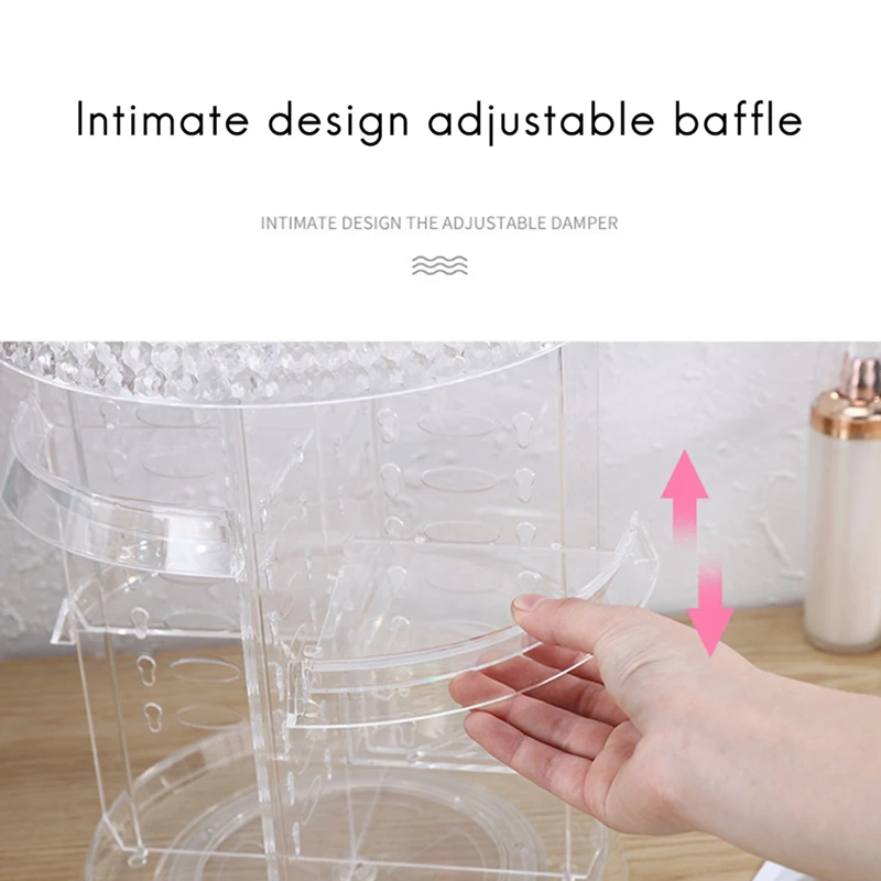 

Rotating Makeup Storage Box Jewelry Storage Box Diamond Pattern Drawer Type Multi-Layer Dressing Table Desktop Rack