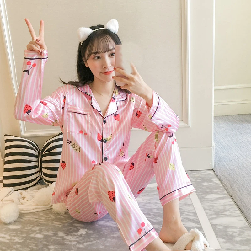 2019 осенние женские пижамные комплекты с цветочным принтом модная женская пижама