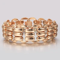 elegant big thick link chain bracelet for women 585 rose gold color rectangle weave wristband bangle fashion gift 20cm cb68