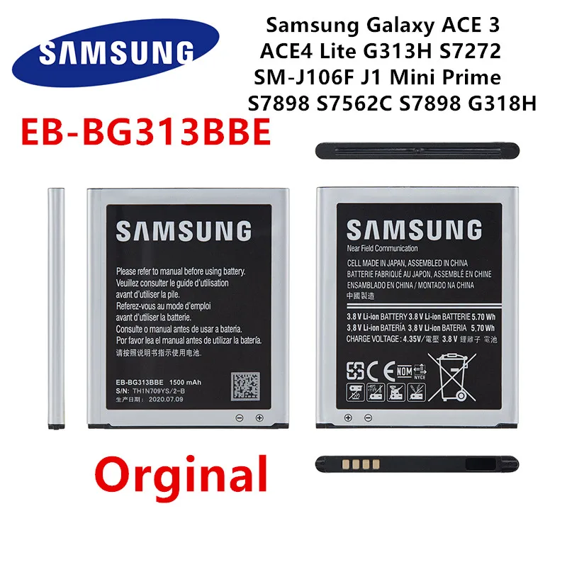 SAMSUNG Orginal EB-BG313BBE 1500mAh Battery For Samsung Galaxy Trend 2 ACE 3 ACE4 Lite G313H S7272 J1 Mini Prime S7898 G318H