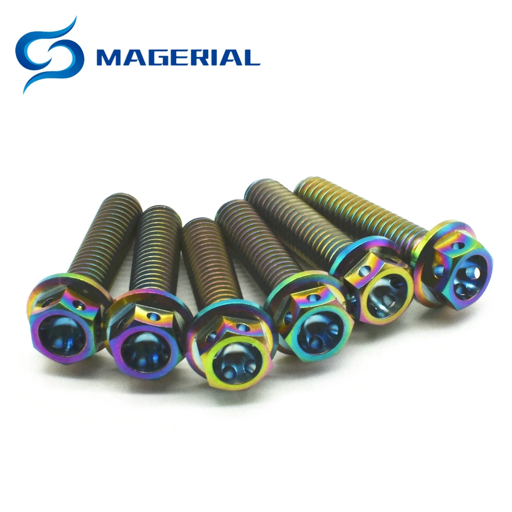 Титановые болты M6 10-50 мм DIY MTB Ti/Gold/Muticolor полый фланец с наружной шестигранной головкой Ti винты Ti Упаковка застежек из 4 штук