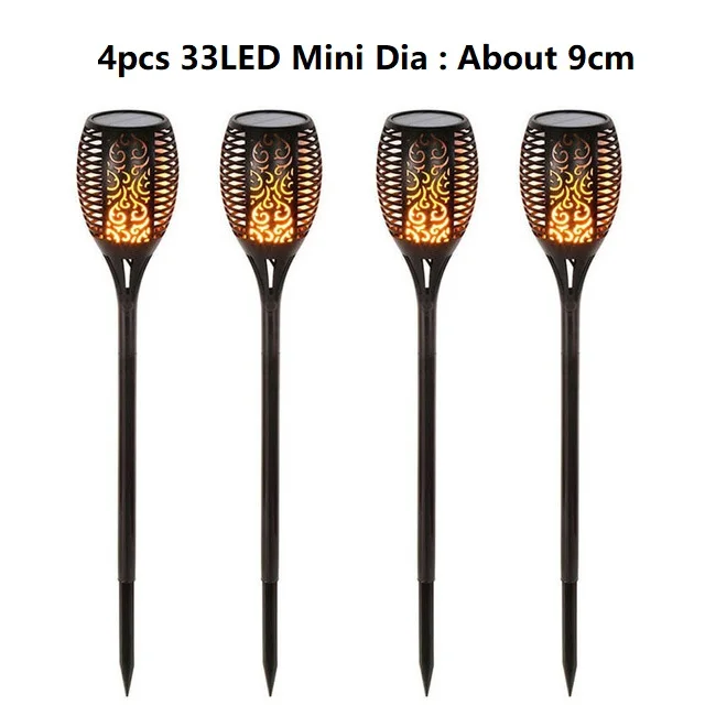 4pcs 33LED Солнечное Пламя мерцающий садовый светильник фонарь светильник IP65 Открытый Точечный светильник s ландшафтное украшение Светодиодная лампа для садовых дорожек - Испускаемый цвет: 4pcs 33LED