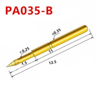 100pcs gold plated spring test pin pa035 b pointed outer diameter 0 35mm total length 12 5mm pcb test pin