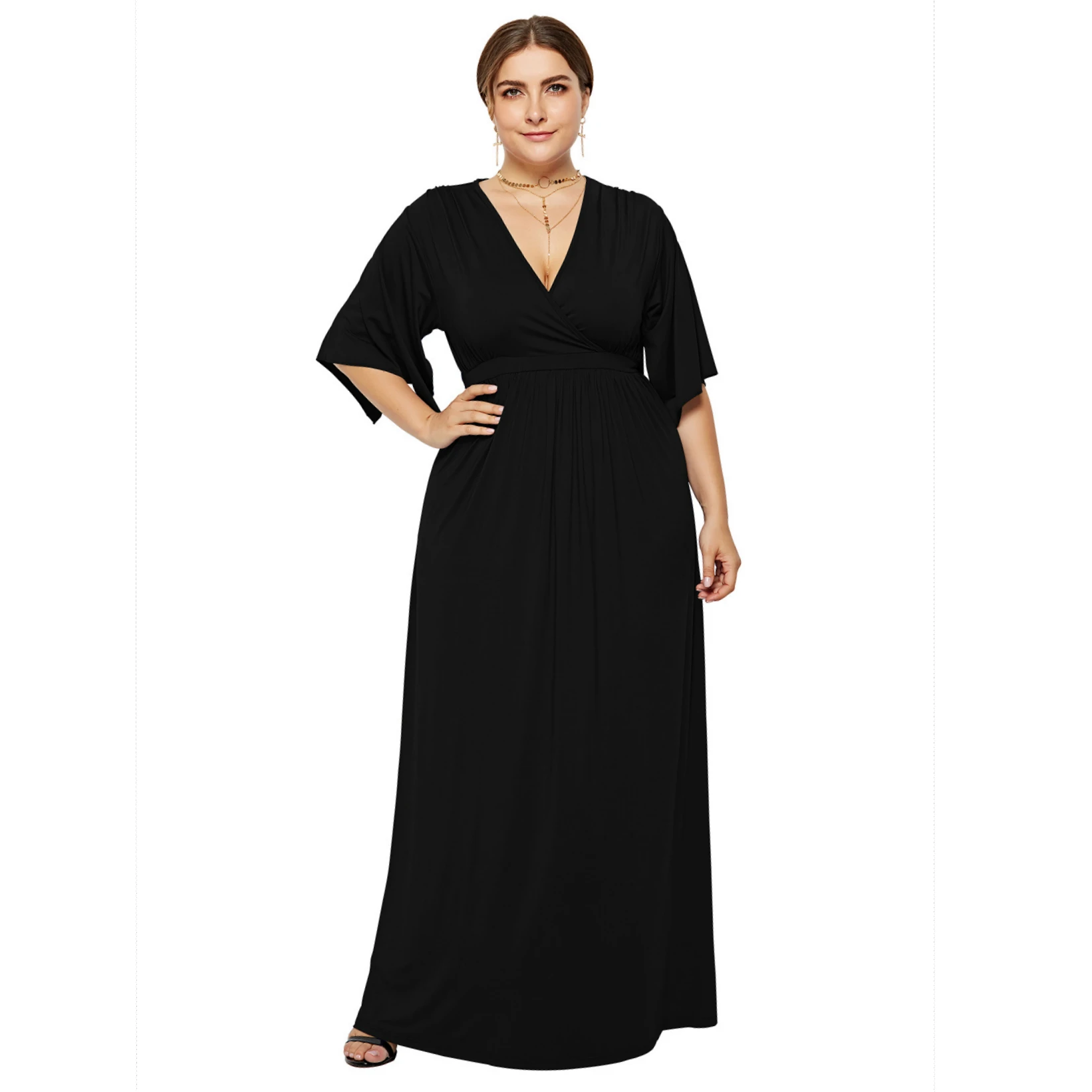 

Maternity Dress V-neck Sexy Stylish Elegant Long Dresses For Pregnant Woman Plus Size Loose Dresses Elastic Pregnancy Clothes