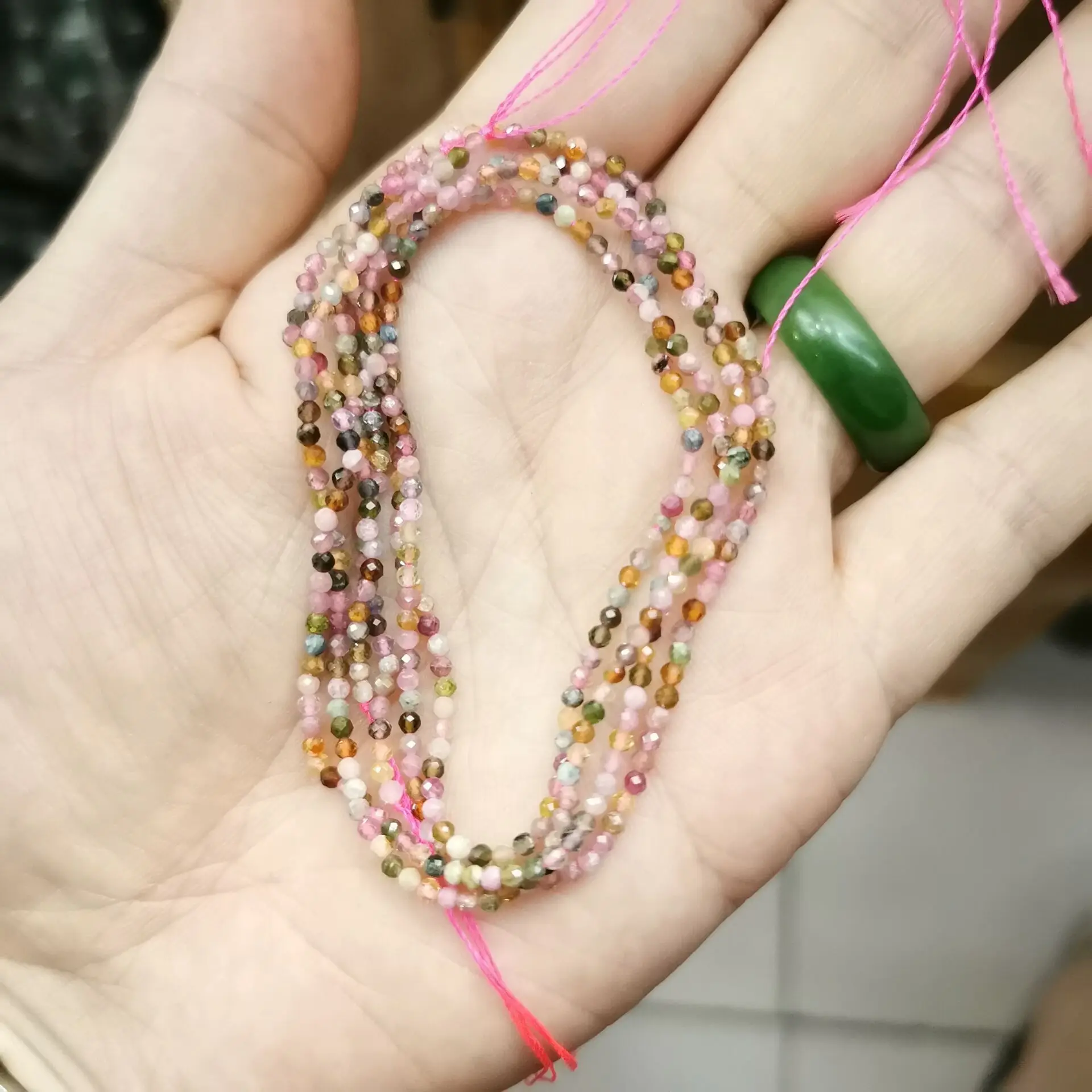 Tourmaline Граненые 2/3/4 мм Натуральный Камень Бисер Розовый кристалл кварца Драгоценный Камень Бисер для изготовления ювелирных изделий бисером браслетов или бус своими руками - Цвет: Tourmaline