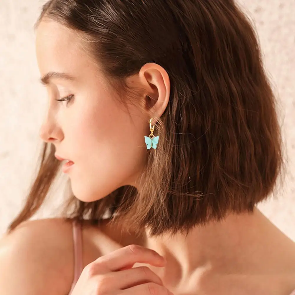 Butterfly Dangle Earrings For Women Fashion Color Luscious Korean Acrylic Drop Boho Version Jewelry I0L6 | Украшения и аксессуары