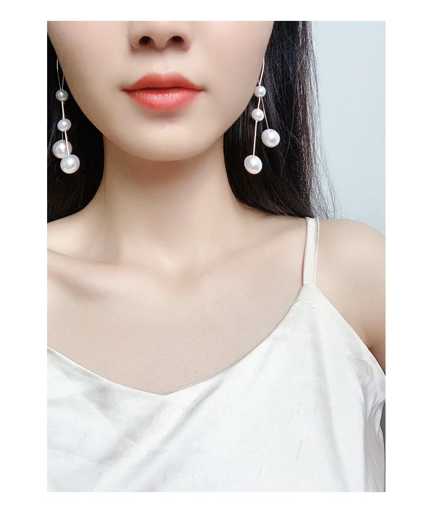 

2020 New Tide Frosty Wind Natural freshwater Pearl Tassel Drop Dangle Earrings For Women Girl Net Red
