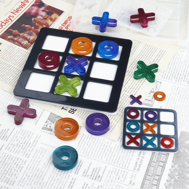 Набор силиконовых форм для эпоксидной смолы Tic Tac Toe Game Board и X O | Украшения