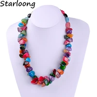 new fashion irregular triangle shape multi color natural agata stone beads semi precious stone women necklace bijoux cuello
