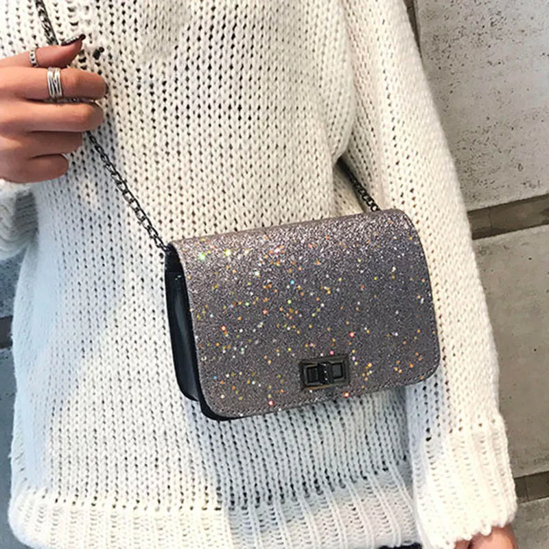 Хит продаж 1 шт. женская сумка через плечо модная цепочка с блестками для