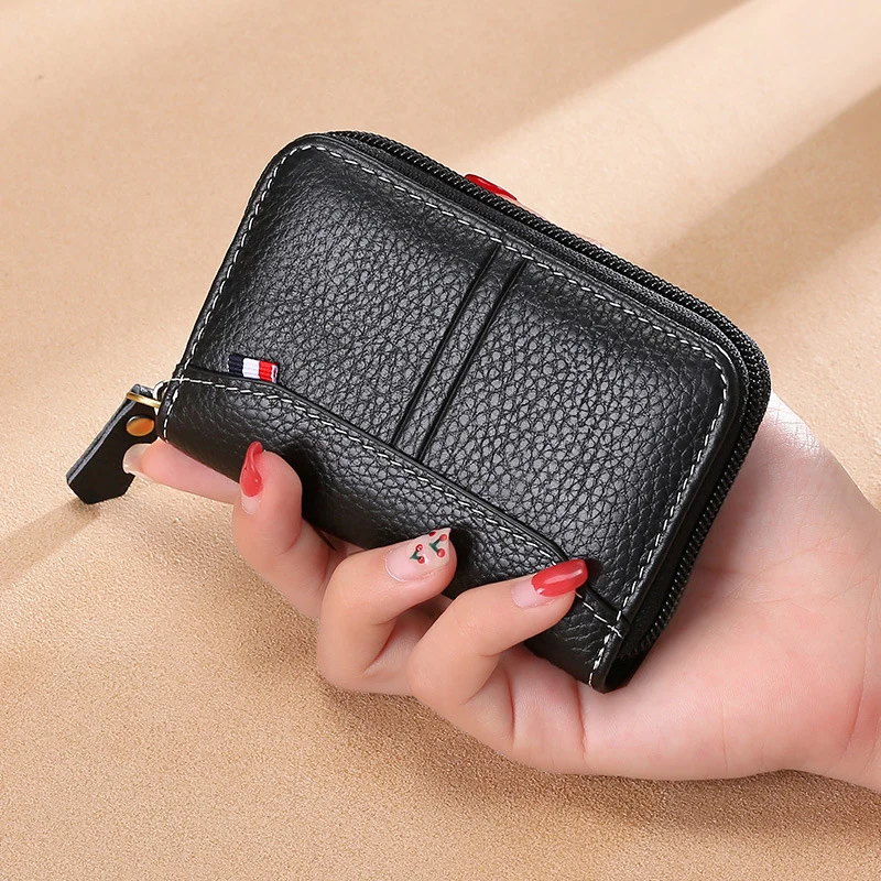 Мини-кошелек с RFID-защитой для женщин и мужчин маленький бумажник из натуральной