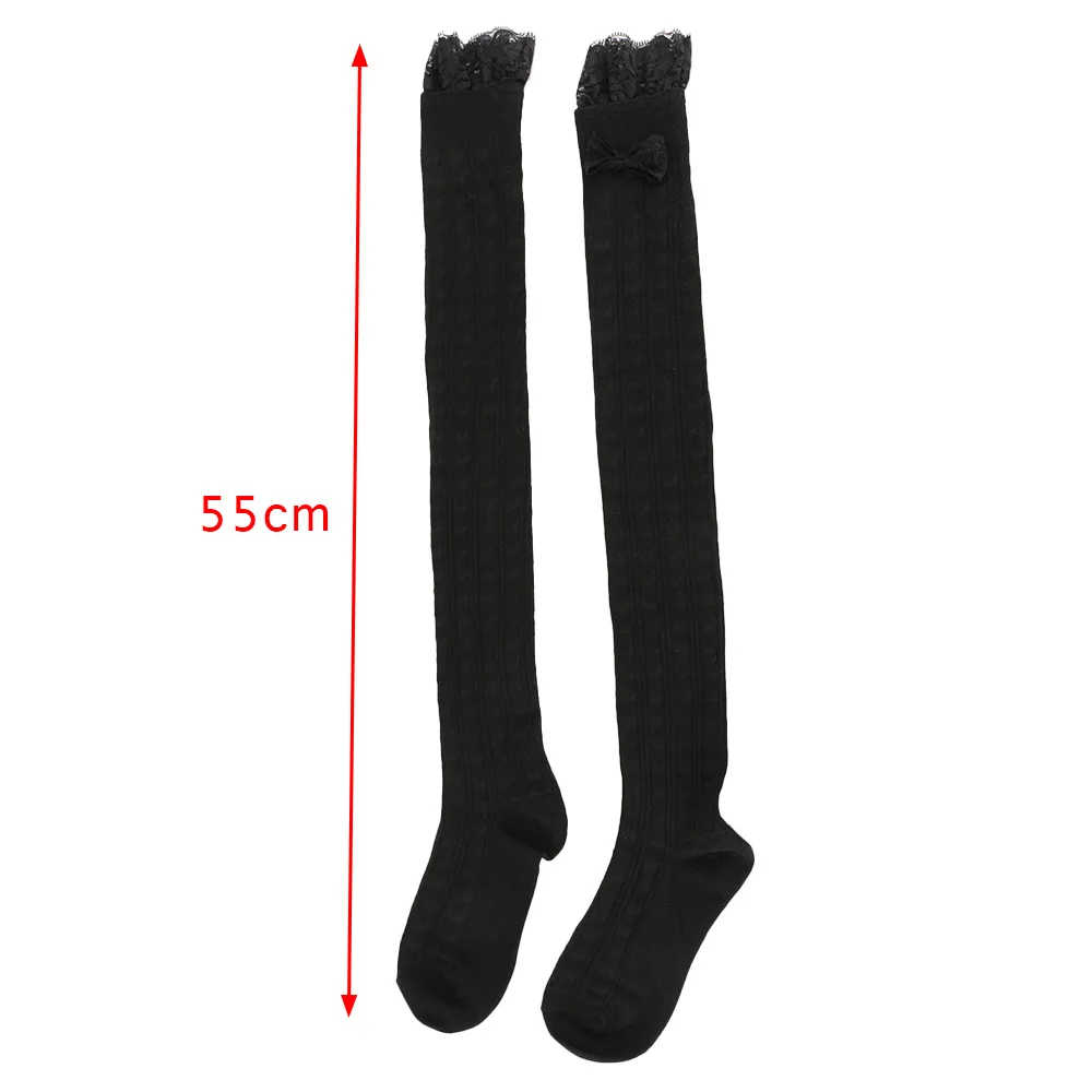 Кружевные чулки женские пикантные выше колена гольфы для девочек вертикальные