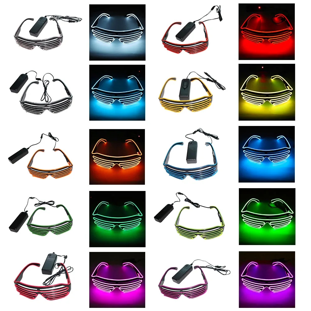 Новые светодиодные очки 10 видов цветов опционально светящиеся неоновые El Wire