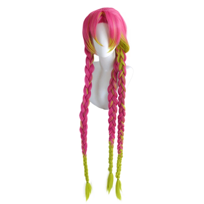 

Demon Slayer Kimetsu no Yaiba Kanroji Mitsuri Long Wig Cosplay Costume Heat Resistant Synthetic Hair Braids Women Cosplay Wigs