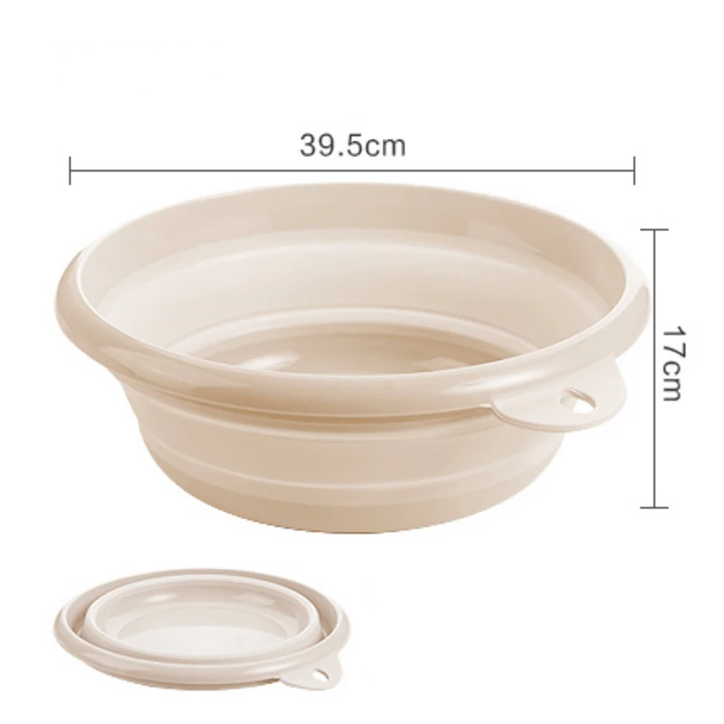 Begie 39cm x 19cm Складное пластиковое ведро для раковины для путешествий icnic, портативная миска для воды, кухонная баскетбольная ванна для дома - Цвет: Begie 39cm x 19cm