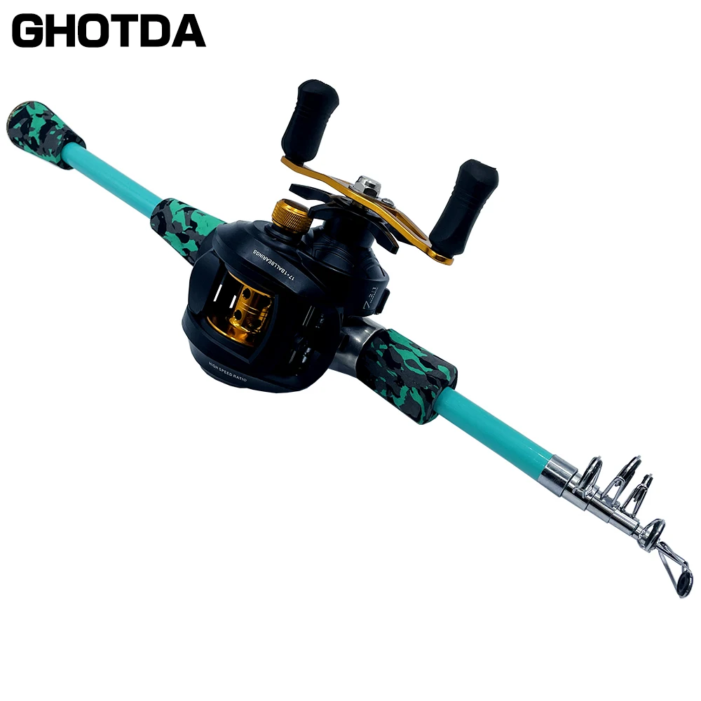 

GHOTDA 1.3m/1.5m/1.8m Lure Fishing Rod 17+1BB High Speed 7.2:1 Gear Ratio Max Drag 8KG Baitcasting Fishing Reel Fishing Combo