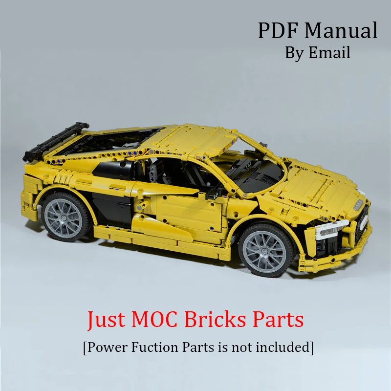 MOC Parts Yellow Technic RC Supercar AuDi R8 MOC набор деталей кирпича для MOC 4463 Строительные блоки Набор игрушек DIY развивающий Детский Подарок Brinquedo - Цвет: MOC Parts Yellow