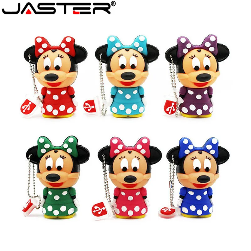 JASTER милый Микки Минни Маус USB флеш-накопитель Флешка 4 ГБ 8 ГБ 16 ГБ USB флешка Внешняя память накопитель 6 цветов