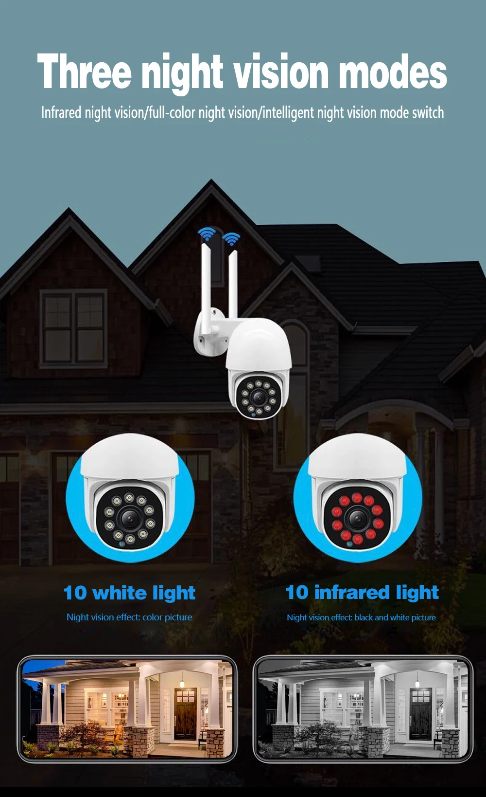 

720P PTZ Wifi IP Camera Outdoor AI Human Detect Wireless Camera H.265 P2P ONVIF Audio 1MP Security CCTV Camera