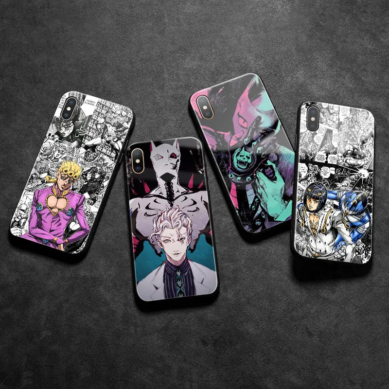Необычные приключения Джоджо аниме Coque чехол из закаленного стекла для телефона чехол для iPhone6s 7 8 Plus X XR XS 11 PRO MAX