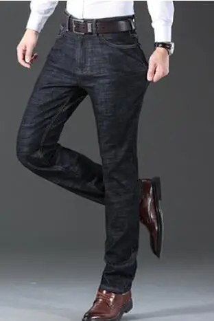Men's Jeans Thickened  Straight-Leg Jeans Stretch Loose Trousers Men Denim Pants Size 28-40