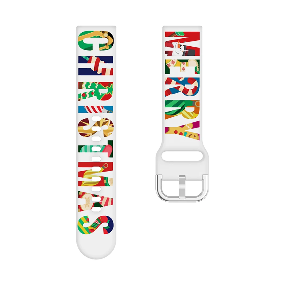 22mm 20mm strap for samsung galaxy watch 4 40mm 44mm christmas series silicone bracelet watchband for huawei watch 42mm 46mm free global shipping