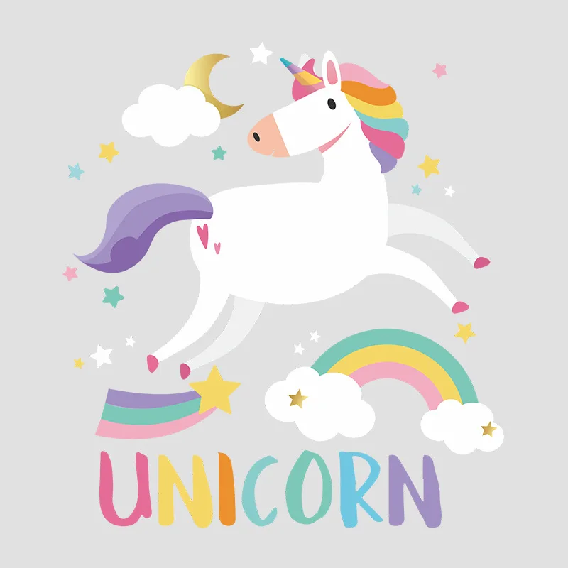 

Детская комната 3d единорог с радугой Настенная Наклейка домашний декор самоклеящиеся детская комната настенное украшение Мультяшные обои