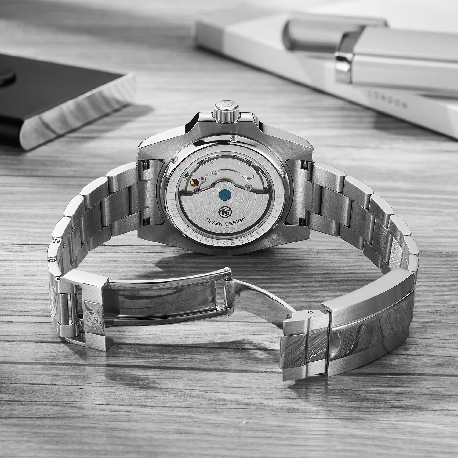 

TESEN Brand Luxury GMT Mens Automatic Mechanical Watch 40mm Ceramic Bezel Jubilee Strap Sapphire 100M Waterproof Clock Watches