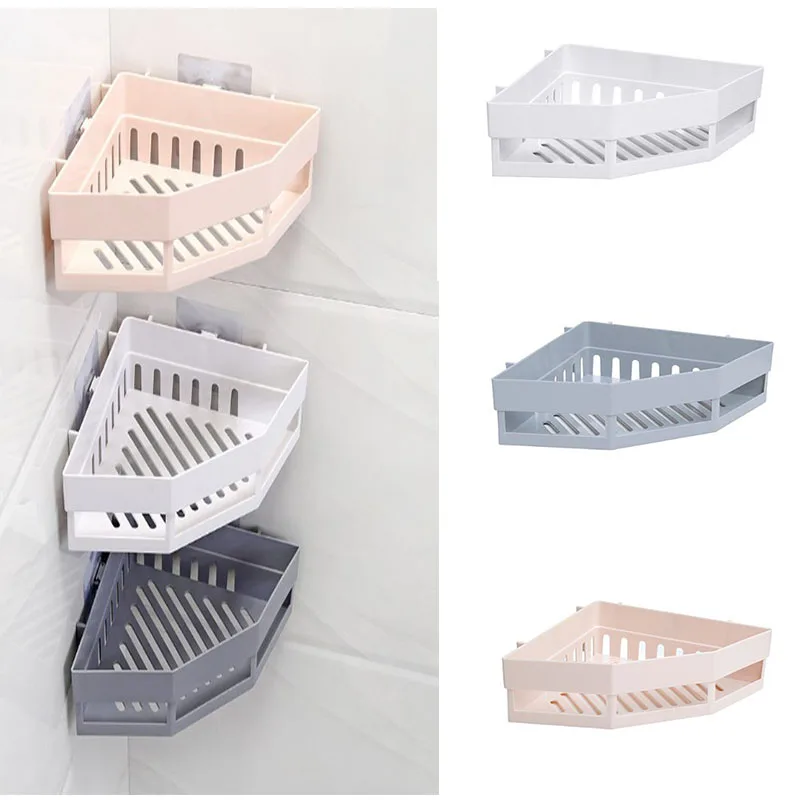 

Triangular Bathroom Hole-free Wall Hanging Rack Multi-functional Plastic Toilet to Receive Kitchen Seasoning Shelf
