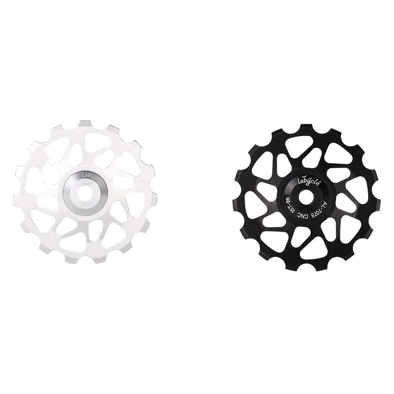 

2Set Lebycle 15T 7075 MTB Bicycle Rear Derailleur Pulley Jockey Road Bike Guide Roller Tensioner Part Silver & Black