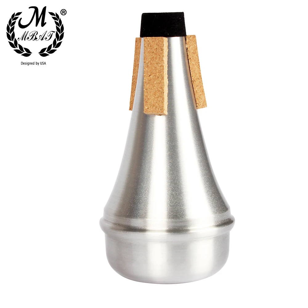 M MBAT-silenciador de trompeta de aleación de aluminio, accesorio portátil de plata para principiantes, práctica de cuerpo recto, universal