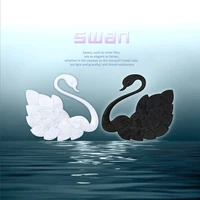 20pcslot luxury swan embroidery patch black white clothing decoration cute animal iron heat transfer crafts diy