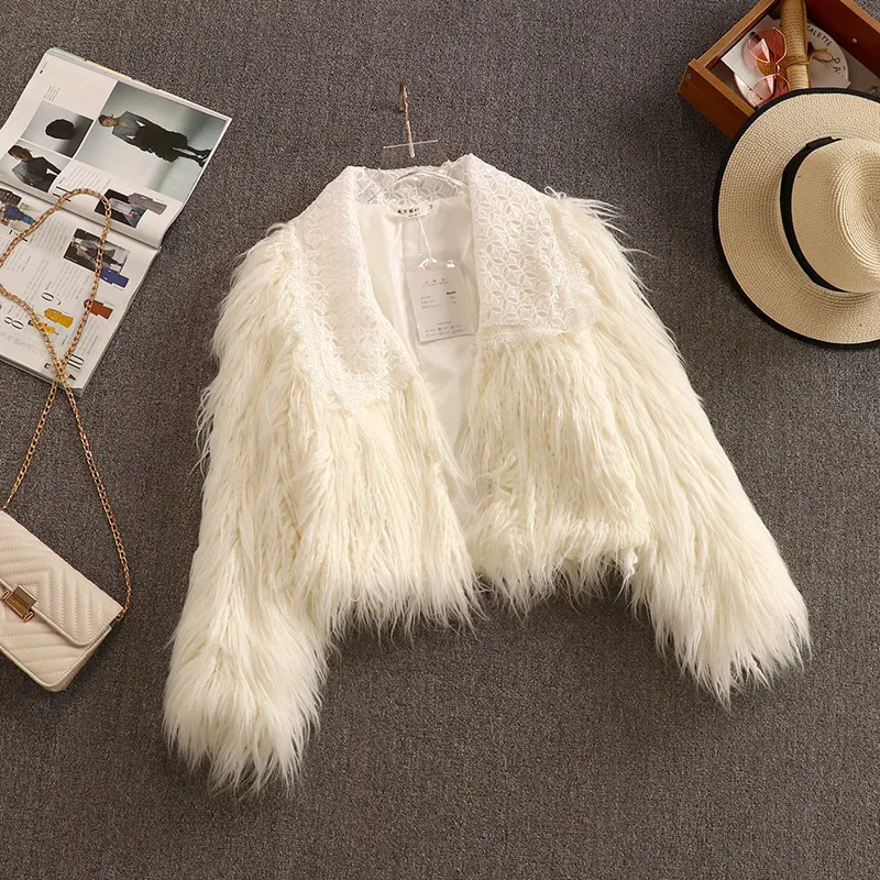 

Top Quality Ins Korean Style Fashion Winter Jacket Faux Fur Coat Sweet Tassel Women CropTop Young Girls Streetwear Cute Outwear