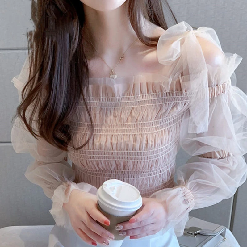 Прелестные модные туфли женская шифоновая рубашка с длинным рукавом 2021 в