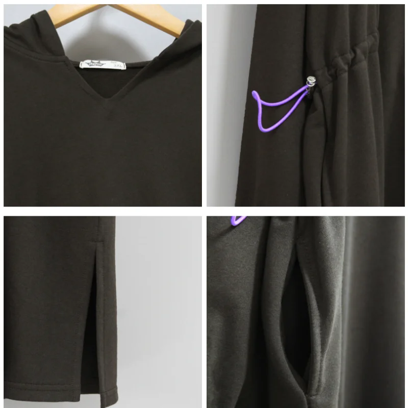 Vestido informal de 8 a 16 a&ntilde;os para ni&ntilde;as, traje de algod&oacute;n con capucha para adolescentes y ni&ntilde;os, ropa de Oto&ntilde;o de cintura alta, #2021, novedad de 6512-5