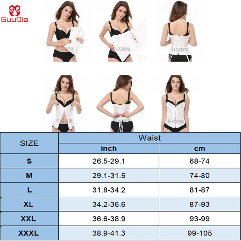 

GUUDIA Womens Vintage Overbust Corset Bustier Top Boned Corsets Waist Vintage Brocade Lace Body Shaper Tops Waist Cincher