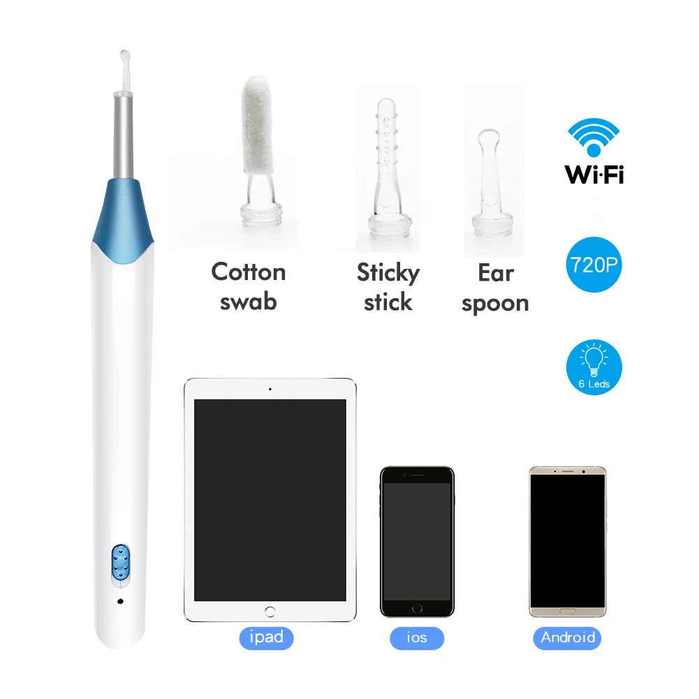 

Wifi HD 5.5mm Medical Wireless Ear Cleaning Otoscope IOS Android Ear Endoscope Oral Dental Pick Tool Visual Ear Spoon Camera