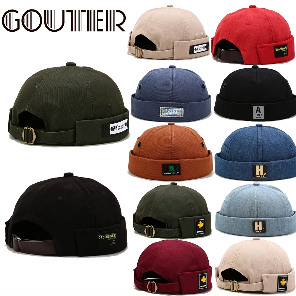 Модная Регулируемая однотонная шапка GOUTER Матросская с вышивкой теплая манжетами