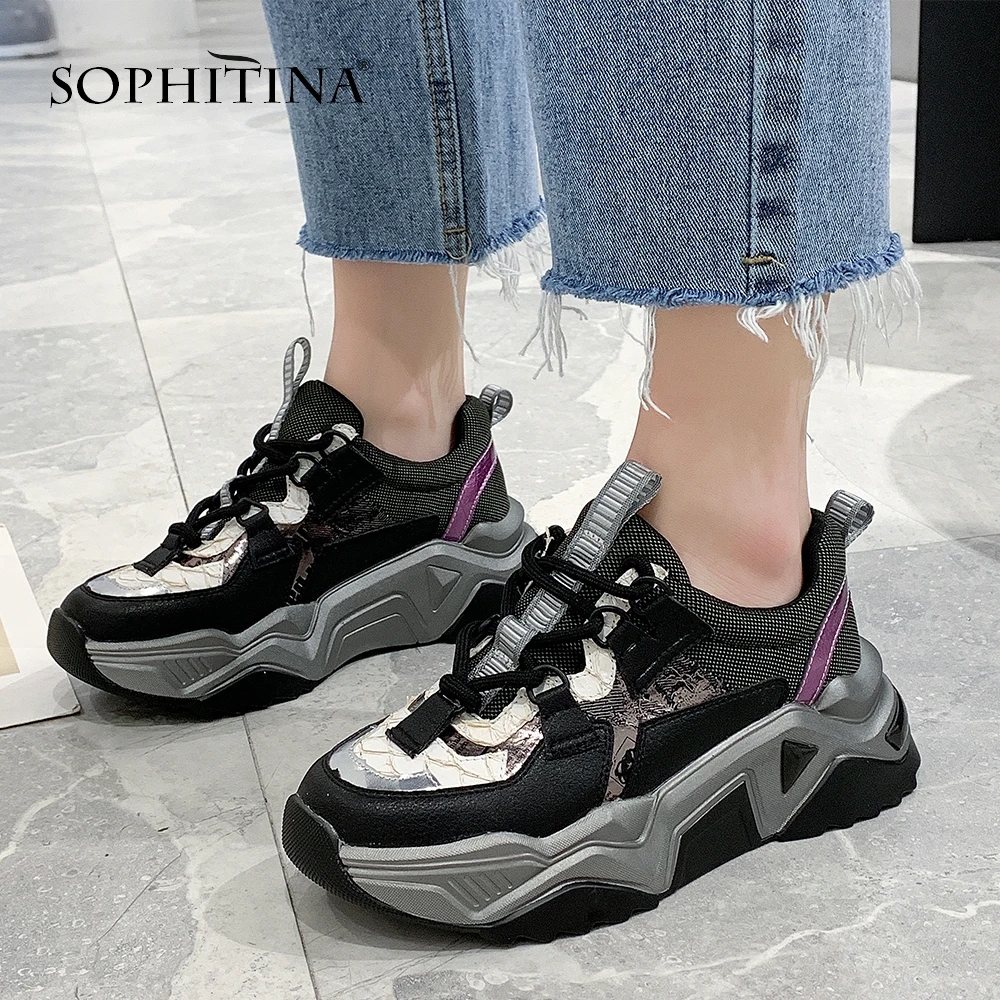 SOPHITINA Fashion Trend Sneakers Women Platform Casual Sports Mesh Breathable Lace Up Wild Running Shoes MO521 | Обувь