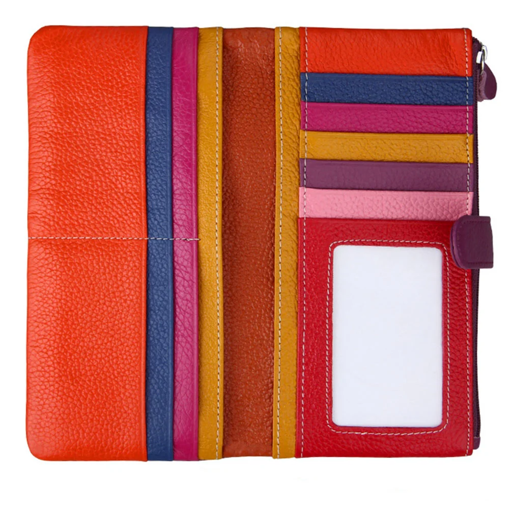 Women's Leather Wallet Long 2022 New Style RFID Bi-fold Wallet First Layer Cowhide Women's Wallet Card Holder