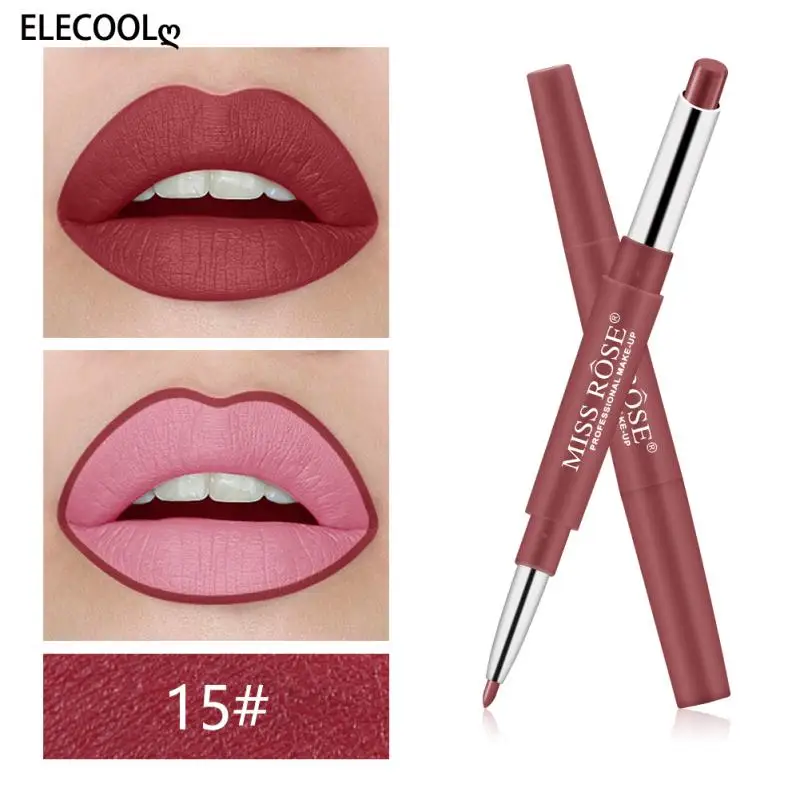 Матовая губная помада ELECOOL 2 в 1, подводка для губ, лайнер для макияжа, водостойкая губная помада, ручка, стойкий карандаш для губ, макияж, косм...