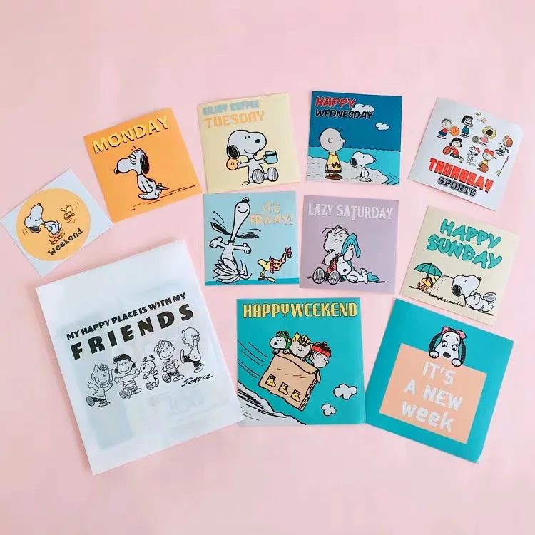 10 шт Peanuts Rogue Dog наклейки с днями недели Kawaii мультфильм канцелярские s милая
