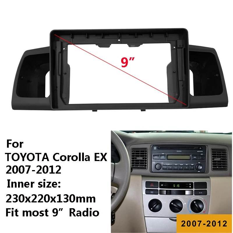 9 дюймов 2 Дин Радио панель для Защитные чехлы сидений сшитые специально TOYOTA Corolla EX