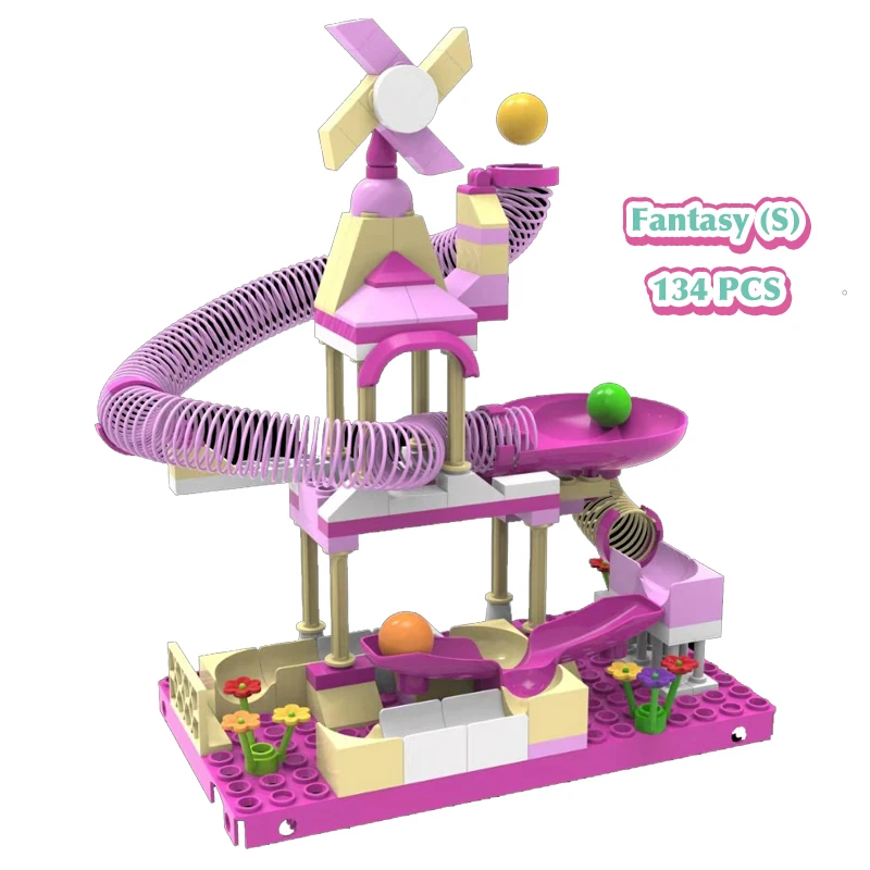 Детские блестящие 65-203 шт мраморные беговые дорожки Duplo DIY блоки игрушки строительные блоки весенние горки для детей мальчик девочка подарок на день рождения - Цвет: fantasy(s)