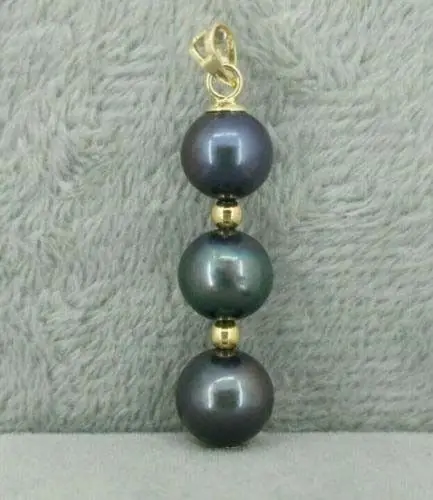 

9-10 MM BLACK ROUND AAA+ NATURAL TAHITIAN PEARL PENDANT NECKLACE